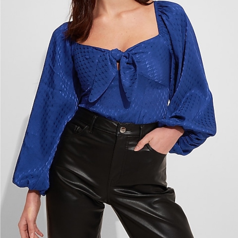 Express Satin Tie Front Thong Bodysuit